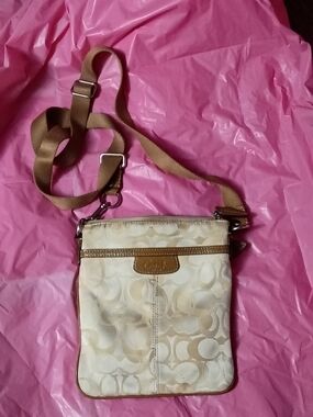 Coach Beige Signature Crossbody Bag